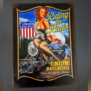 Riding the Rails Metal Man Cave Sign